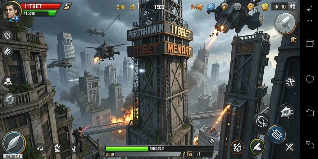 Tampilan gameplay 11TBET yang penuh aksi dalam Tower Defense.