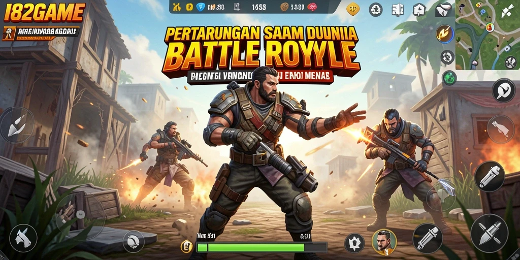 Tampilan gameplay seru dalam 182GAME Battle Royale.