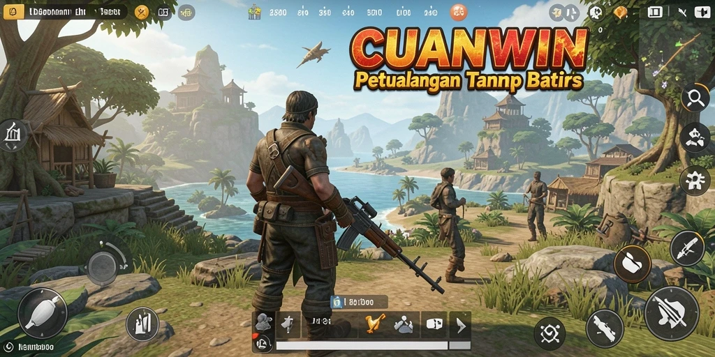 Screenshot gameplay CUANWIN yang menampilkan dunia terbuka yang luas dan menarik.