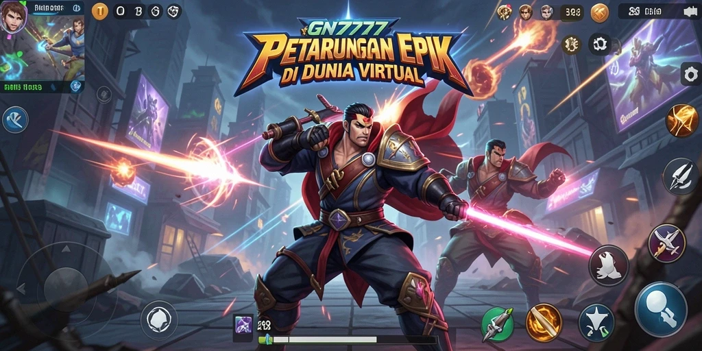 Tampilan screenshot menunjukkan aksi pertarungan seru dalam GN777.