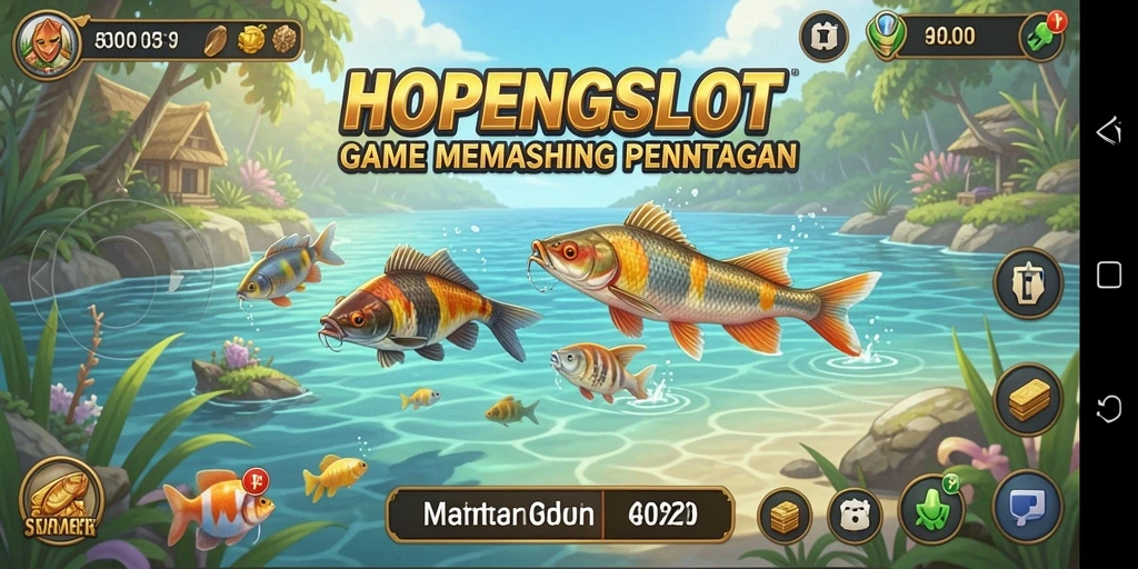 Gameplay HOPENGSLOT menampilkan adegan memancing yang seru dan grafis menawan.