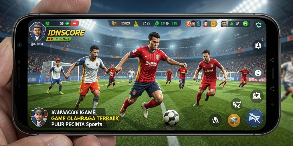 Screenshot IDNSCORE menampilkan aksi seru dalam pertandingan olahraga.