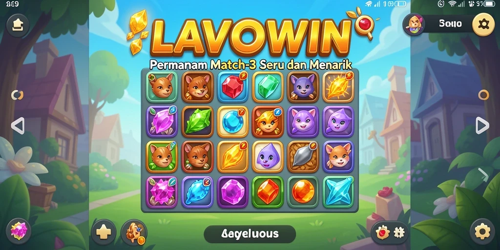 Screenshot utama LAVOWIN menampilkan gameplay Match-3 yang seru.