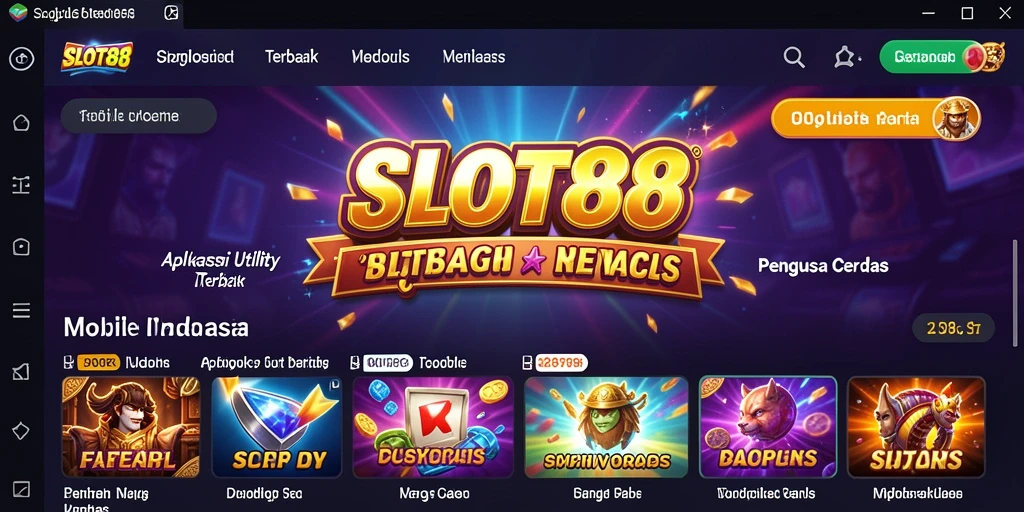 Tampilan utama SLOT88 dengan akses fitur Utility yang praktis.