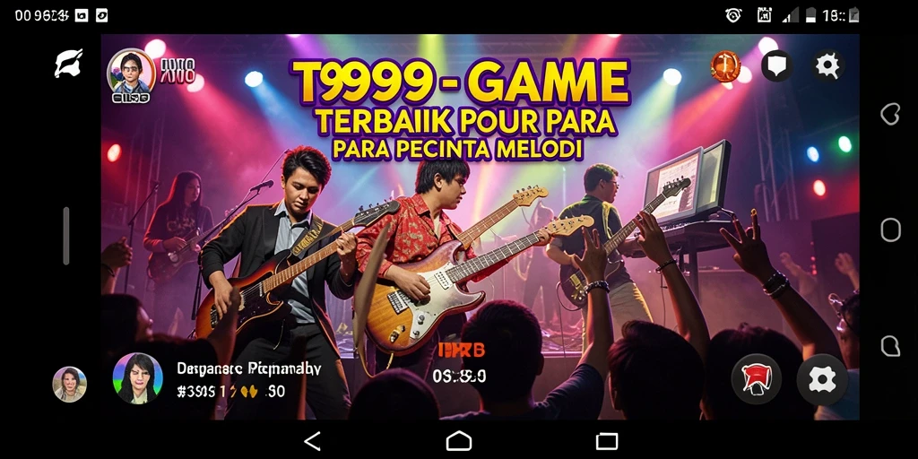 Tangkapan layar T9999 menampilkan gameplay seru dengan nuansa musik yang menarik.